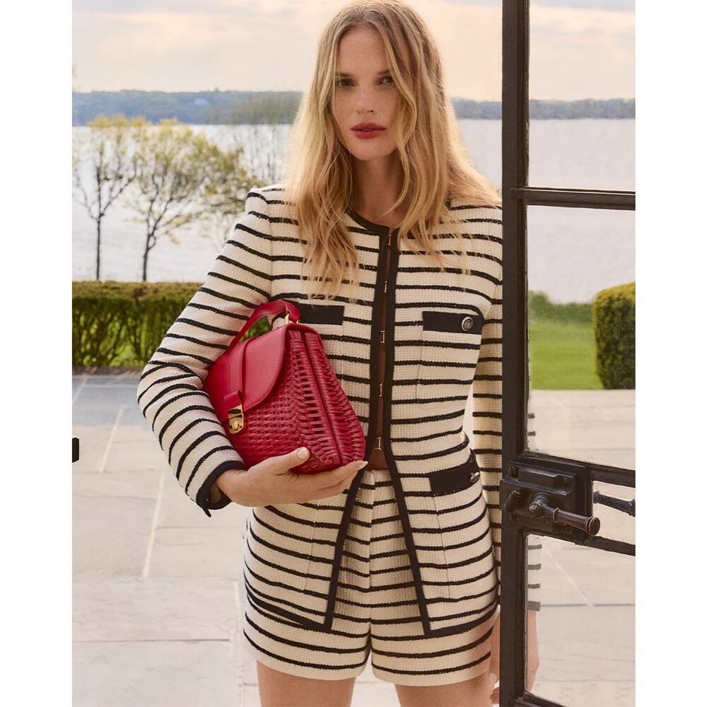 NEW Veronica Beard Foster Striped Dickey Jacket, Size 12